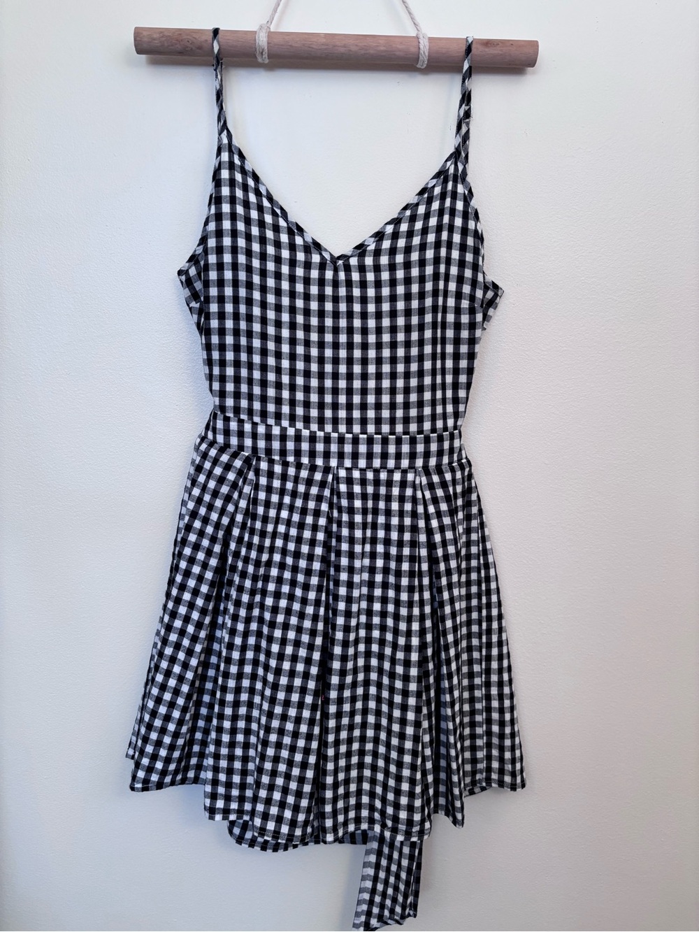 AFTER MARKET Black & White Gingham Backless Bow Tie Dress | Medium | Preppy